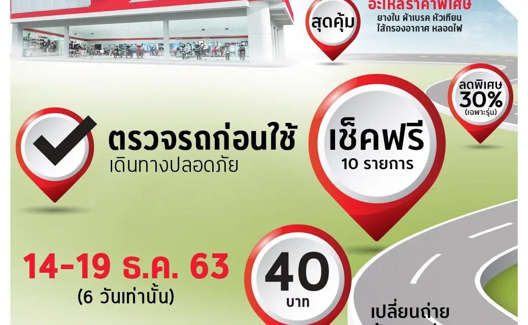 เอ.พี. ฮอนด้า จัดแคมเปญตรวจรถก่อนใช้ ฟรี! 10 รายการ วันที่ 14-19 ธ.ค. นี้