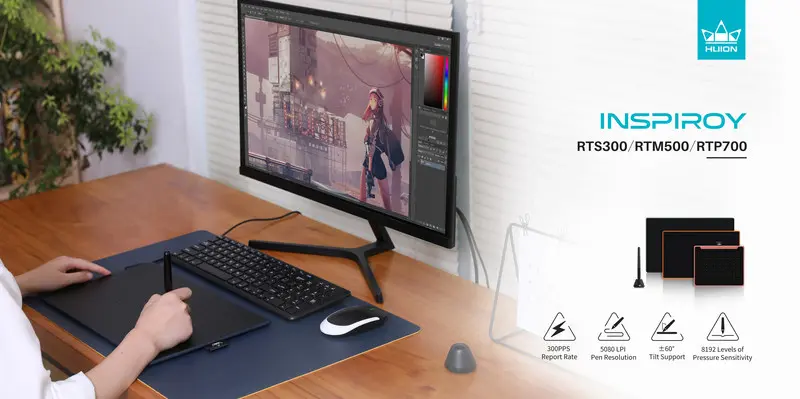 Huion เปิดตัวแท็บเล็ตพร้อมปากการุ่นใหม่ Inspiroy RTS-300, RTM-500 และ RTP-700