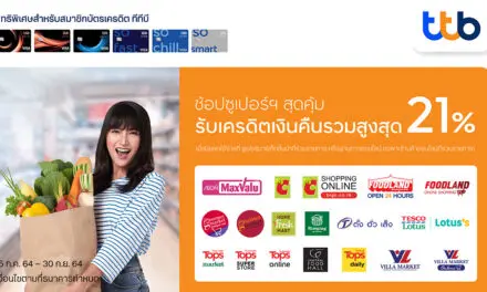 บัตรเครดิตทีทีบี ให้คุณช้อปสุดคุ้มที่ซูเปอร์มาร์เก็ตชั้นนำหรือช้อปผ่านออนไลน์  รับเครดิตเงินคืนรวมสูงสุด 21%