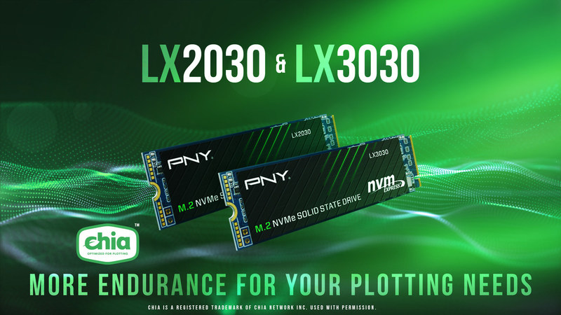 PNY เปิดตัว SSD M.2 NVMe Gen3 x4 รุ่นใหม่ LX2030 และ LX3030  ให้ความทนทานที่เหนือกว่าสำหรับใช้สร้างPlot ขุดเหรียญ Chia โดยเฉพาะ(R)