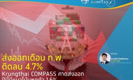 Krungthai COMPASS นำเสนอบทวิเคราะห์เรื่อง “ส่งออกเดือน ก.พ. ติดลบ 4.7% Krungthai COMPASS คาดส่งออกปีนี้มีแนวโน้มหดตัว 1.6%”