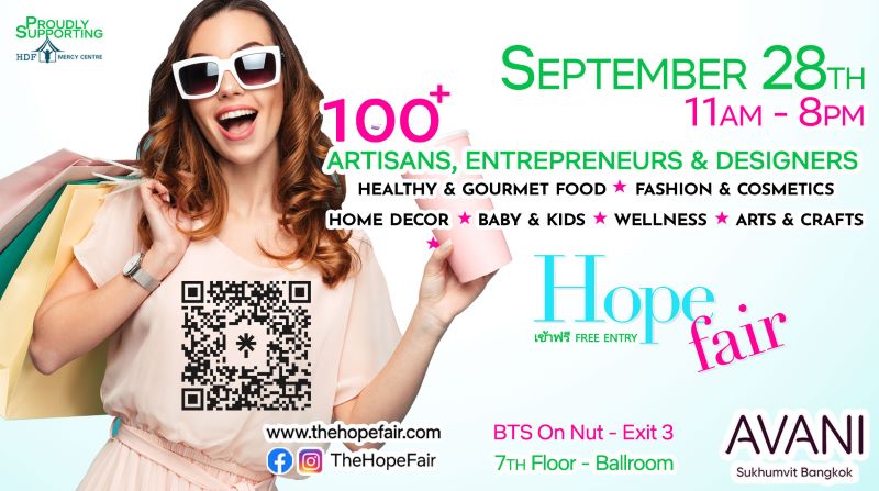 The Hope Fair – พร้อมที่จะช๊อปและชิลหรือยัง เข้าร่วมกับเราที่งาน Hope Fair ในวันที่ 28 กันยายน เพื่อช้อปปิ้ง ทานอาหารรสเลิศ และพบกับกลุ่มผู้คน