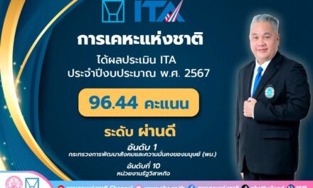 การเคหะแห่งชาติเผยผลการประเมิน ITA ได้ระดับผ่านดี 96.44 คะแนน ทวงคืนอันดับ 1 ของหน่วยงานในสังกัดกระทรวง พม.